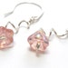 Blush Pink Blossom Flower Silver Earrings
