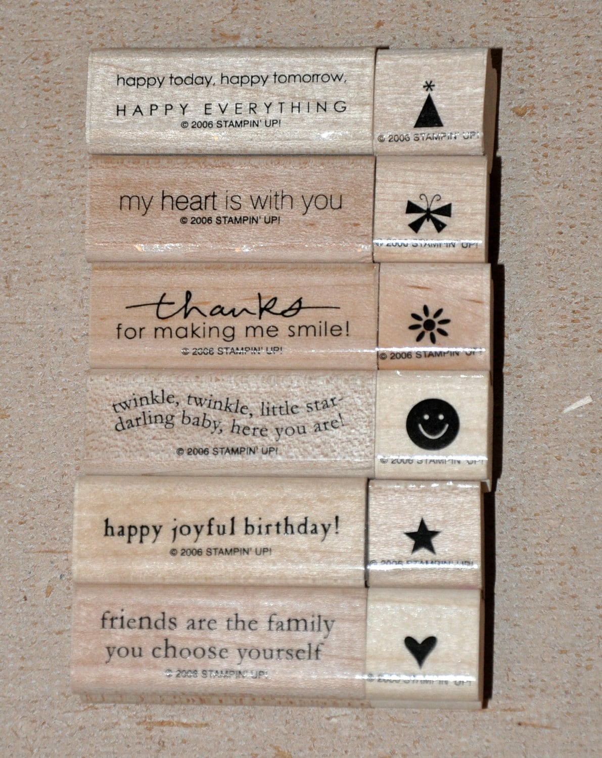 Stampin' Up Small Sayings Used Rubber Stamps
