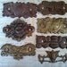 Antique Drawer Plates. Shabby Metal, Steampunk, Jewelry Supply.