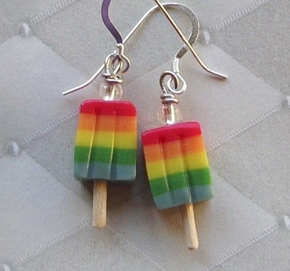 Rainbow Popsicle Earrings Sterling Silver