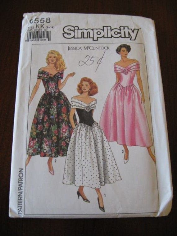 Vintage 80s Simplicity 9558 Jessica McClintock Party Prom Dress ...