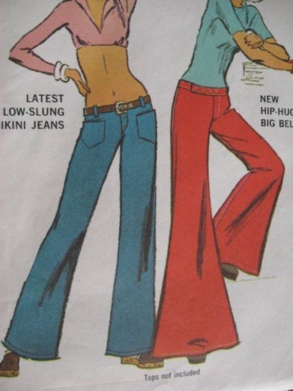 Vintage 70s Hip Hugger wide Leg Jeans and Bell Bottom Bikini