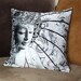 Buddha Throw Pillow - 18" black and white contemporary buddhist cushion case with Bliss of Being art