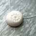 Porcelain Pendant - Tiny Daisy Pebble - Sterling Silver Chain
