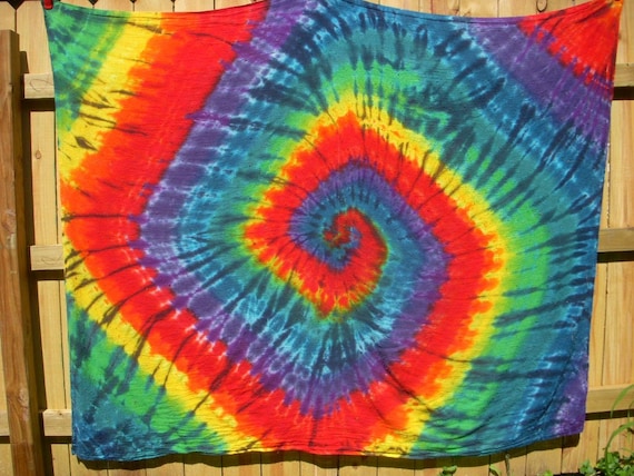 Tie dye blanket 72 x 90 classic rainbow swirl by syllishirts