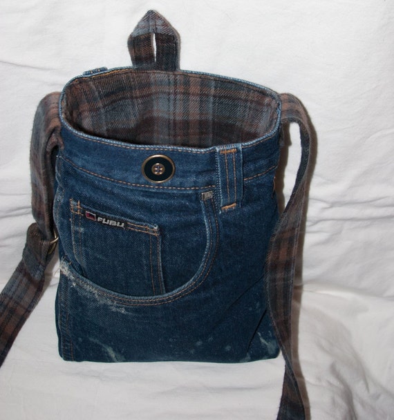 No. 388 Deconstructed Distressed Denim Sling Bag for iPad or