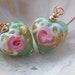Sale - Green Venetian Murano Glass Heart Earrings