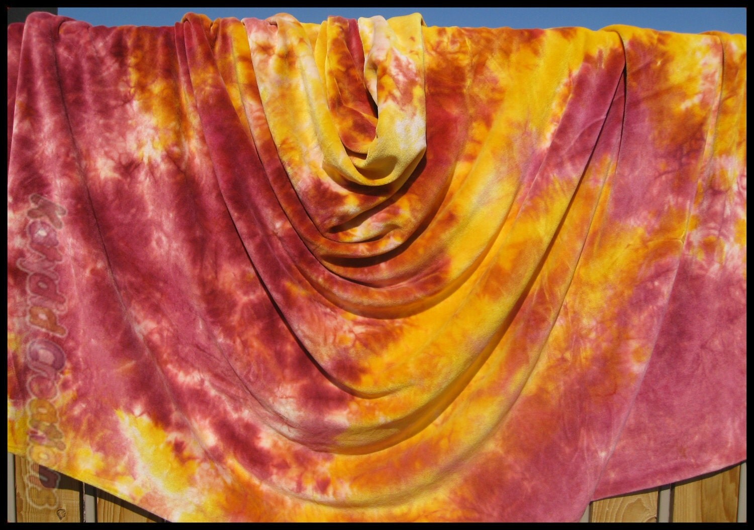 Hand Dyed Organic Bamboo Velour Blanket Maroon & Gold