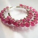 Pink Beaded Hoop Earrings. Wire Wrapped Earrings - PINK.BERRY