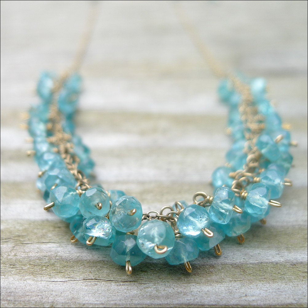 Apatite Necklace Handmade Faceted Teal Gemstone Necklaces