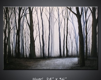 Art Original Painting Original Contemporary Abstract Landscape Trees Forest ... 24" x 36" ready to hang, by Amy Giacomelli