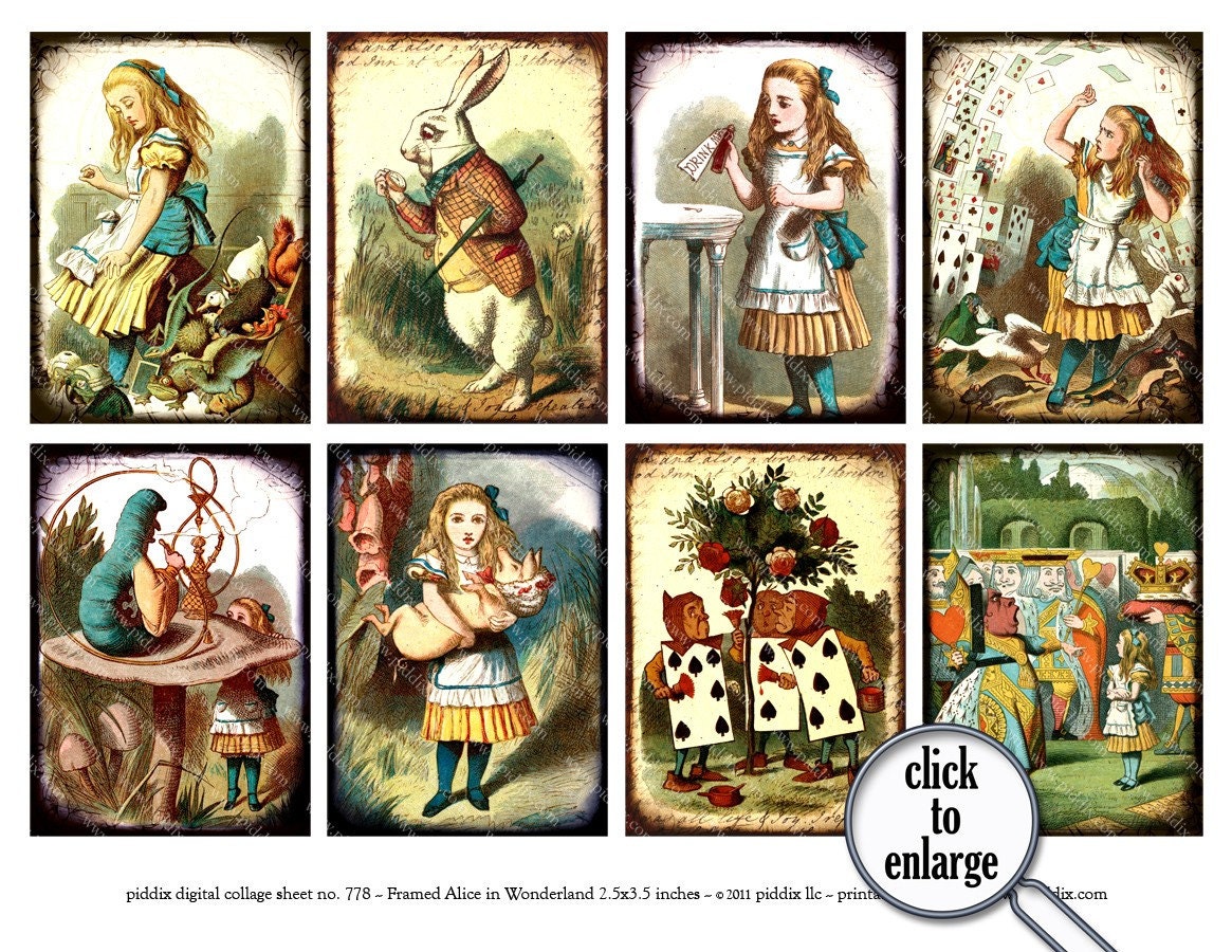 Alice In Wonderland Digital Download 2.5x3.5 Inches Collage