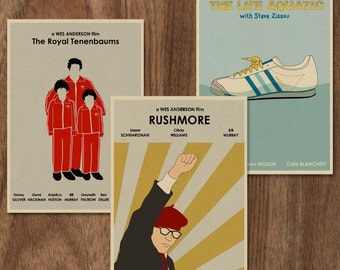 Wes Anderson set of 3 limited edition prints