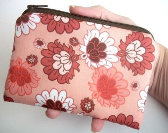 Little Zipper pouch Coin purse ECO Friendly Padded Salmon Botanica