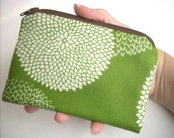 Little Zipper pouch Coin Purse Gadget Case ECO Friendly Padded Earth Green Leaf
