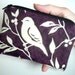 Bird Little Zipper pouch coin purse Gadget Ipod Case (Padded) Ecru Bird on Plum Eco Friendly LIMITED