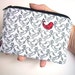 Zipper Pouch ECO-FRIENDLY Little coin purse Padded Ipod or any Gadget Case - Red Bird LIMITED