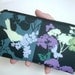 Teal Bird Large Coin purse zipper pouch (Padded) Eco Friendly - NEW Teal Black Bird Park Squares