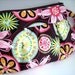 NEW ITEM--Large Pleated Wristlet Pouch---Brown Carnival Bloom
