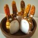 Eco friendly vintage fabric rabbit plush decoration handmade in zesty orange HALF PRICE