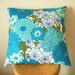 vintage fabric cushion cover in turquoise and midnight blue