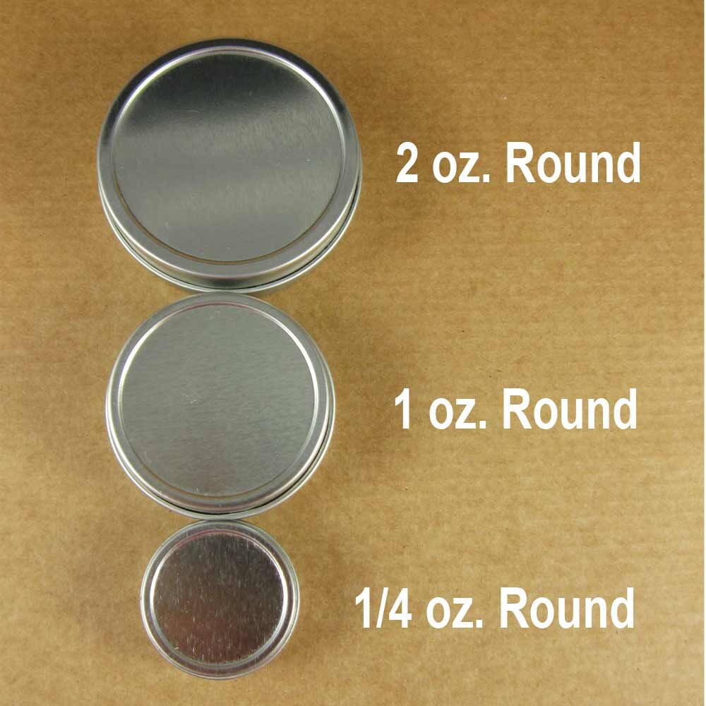2 Oz. Silver Round Metal Tins Set of 12 Containers / Ready