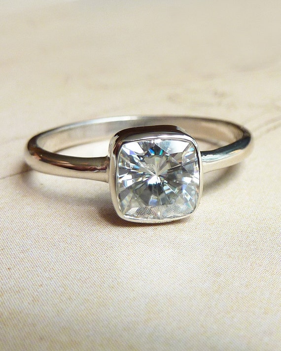 Cushion Cut Moissanite Engagement Ring