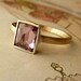 Rose Cut Rectangle Plum Sapphire Ring