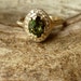 Colour Change Garnet and Diamond Halo Ring - RESERVED