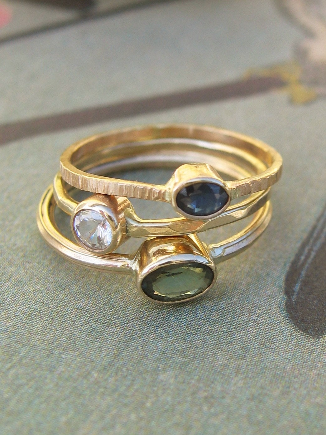 Custom Sapphire Stacking Rings by kateszabone on Etsy