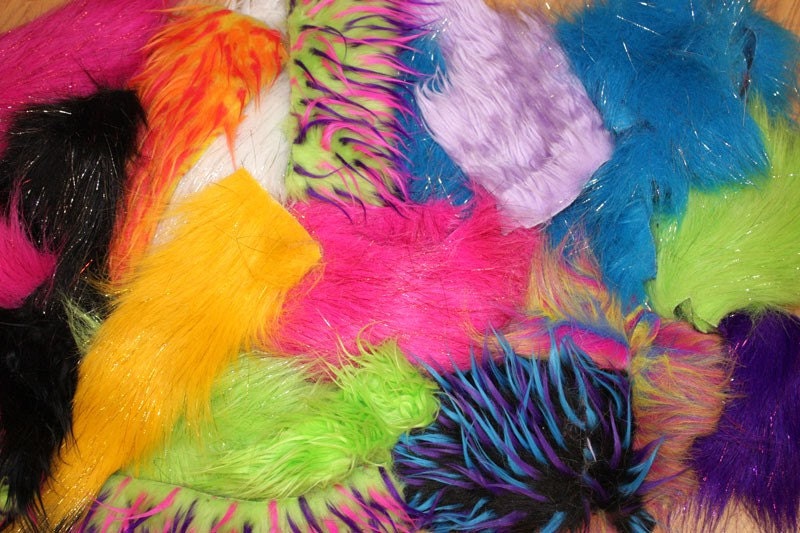 High Quality 2LB Faux Fur Scraps Colorful Mix Long by VinylDolls