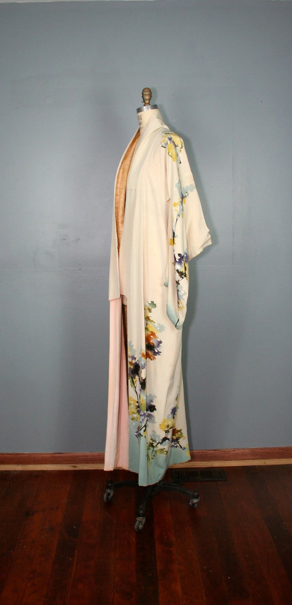 antique . silk . kimono . WATERCOLOR . hand . painted . robe