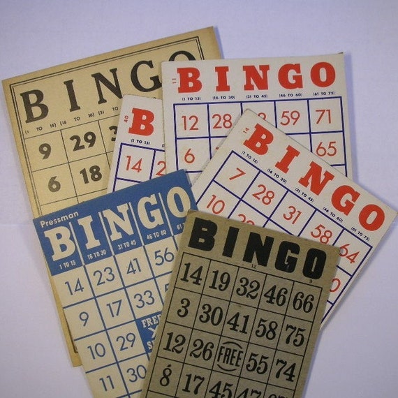 6 Vintage Bingo Cards