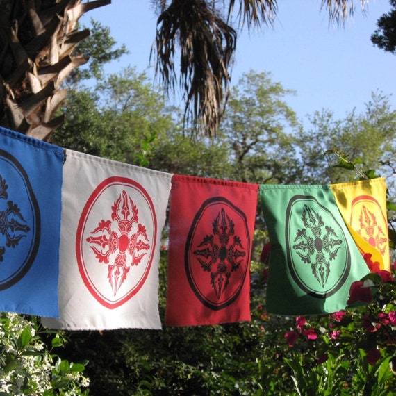 Items similar to Tibetan Double Dorje Flags /String of 5 on Etsy