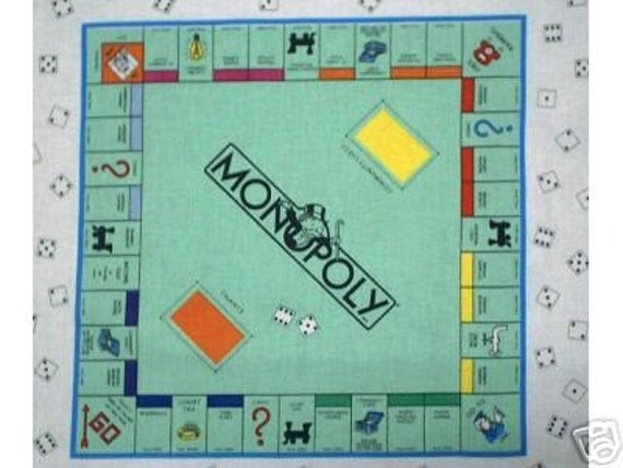 MONOPOLY BOARD GAME Pillow Panel Quilt Fabric RARE OOP