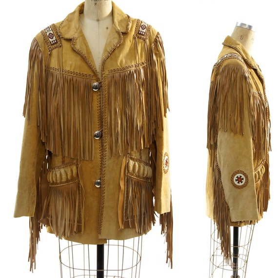 Native American Fringed & Beaded Suede Jacket