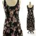 70s Sheer Floral Bias Cut Rayon Sundress with Sash Belt