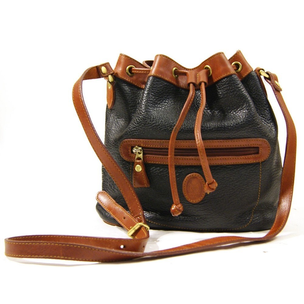 vintage Leather Drawstring Bucket Bag