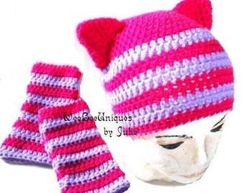 cheshire cat hat and fingerless glove set christmas gift