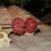 2 Cherry Coral Rose Sea Urchin porcelain beads for necklace or jewelry creations - by Earth N Elements Pottery