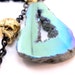 Titanium Druzy Skull Necklace - Black and Gold - Reversible Geode Slice