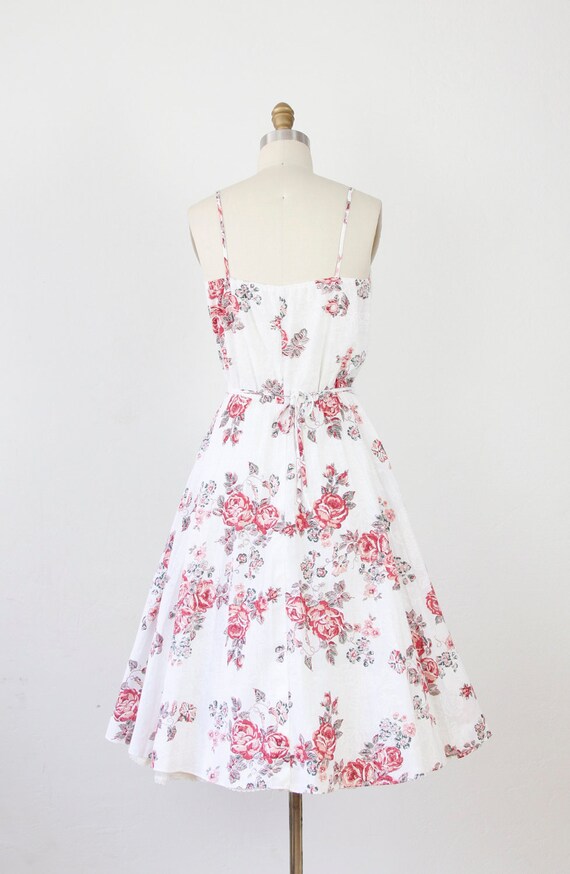 Pink Rose Floral Dress with Full Pleated Skirt
