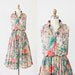 Taupe Voile Bright Floral Print Dress