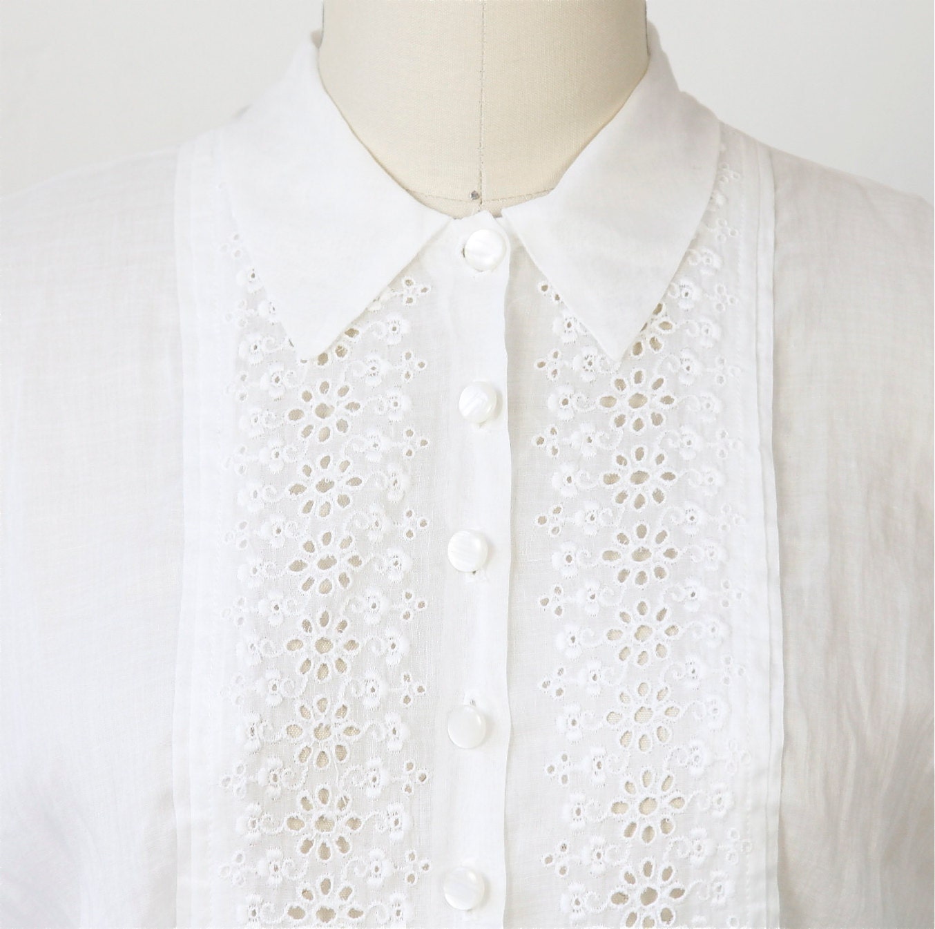 White Eyelet Dress Sheer Cotton Voile 1950s