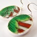 Green & Brown Earrings - Pottery Shard Earrings - Palms - Tropical Painted Porcelain on Sterling Silver Fishhooks
