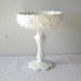 Vintage Fenton White Milk Glass Paneled Rose Comport Compote Pedestal Candy Dish