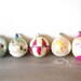 5 Mid Century Shiny Brite Christmas Ornaments Glass Frosted Mica