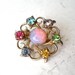 Vintage Brooch Multi Color Pink Opal & Rhinestones Goldtone
