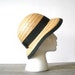 Vintage Straw Hat Black Ribbon Ladies