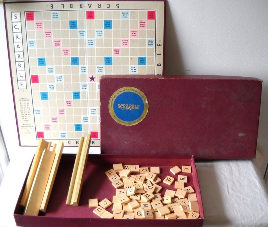 Vintage Scrabble Set 1953 Complete 100 Tiles In Box